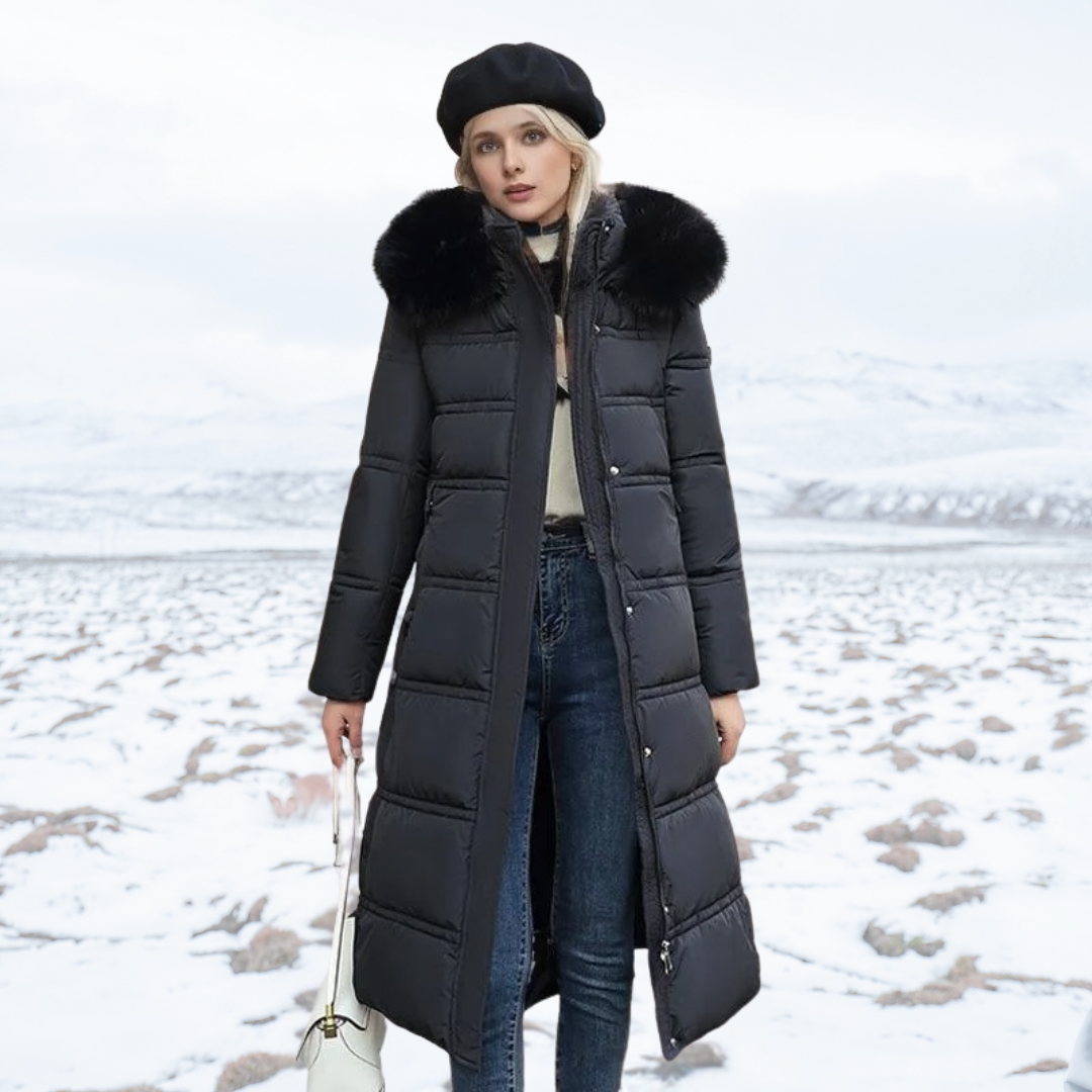 Glacé Élégance – Manteau Long Luxe d’Hiver