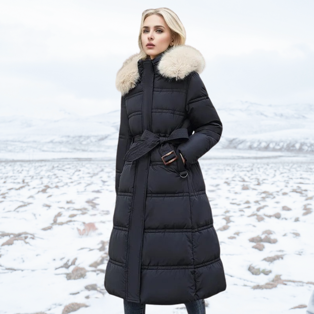 Glacé Élégance – Manteau Long Luxe d’Hiver