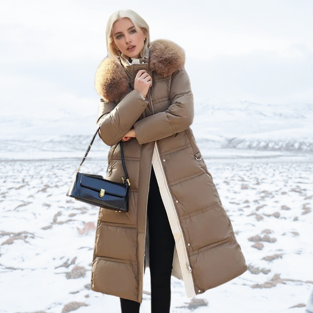 Glacé Élégance – Manteau Long Luxe d’Hiver