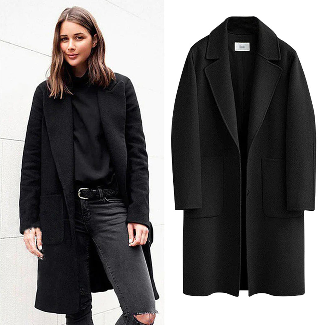 EliteBeaut – Manteau en Laine Noir pour Femme