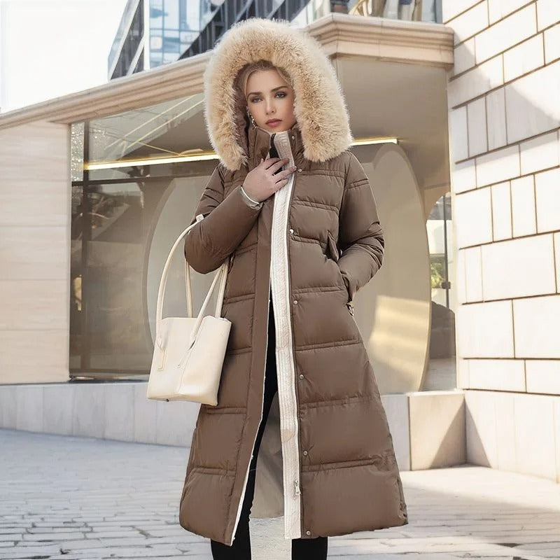 Glacé Élégance – Manteau Long Luxe d’Hiver