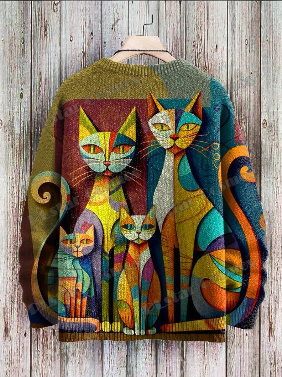 Félin Vibrant – Pull Artistique Chat