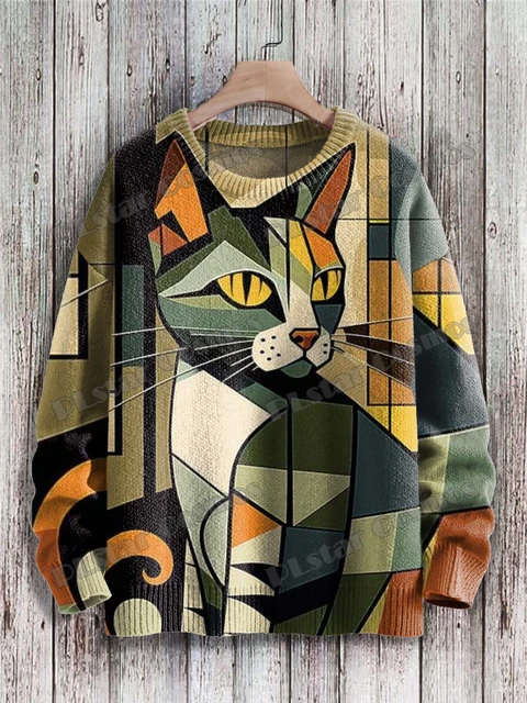 Félin Vibrant – Pull Artistique Chat